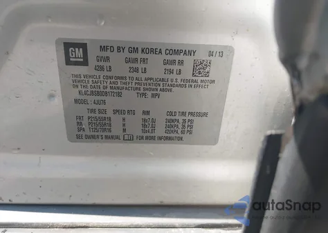 2013 Buick Encore Convenience from USA, damaged, VIN KL4CJBSB0DB172182